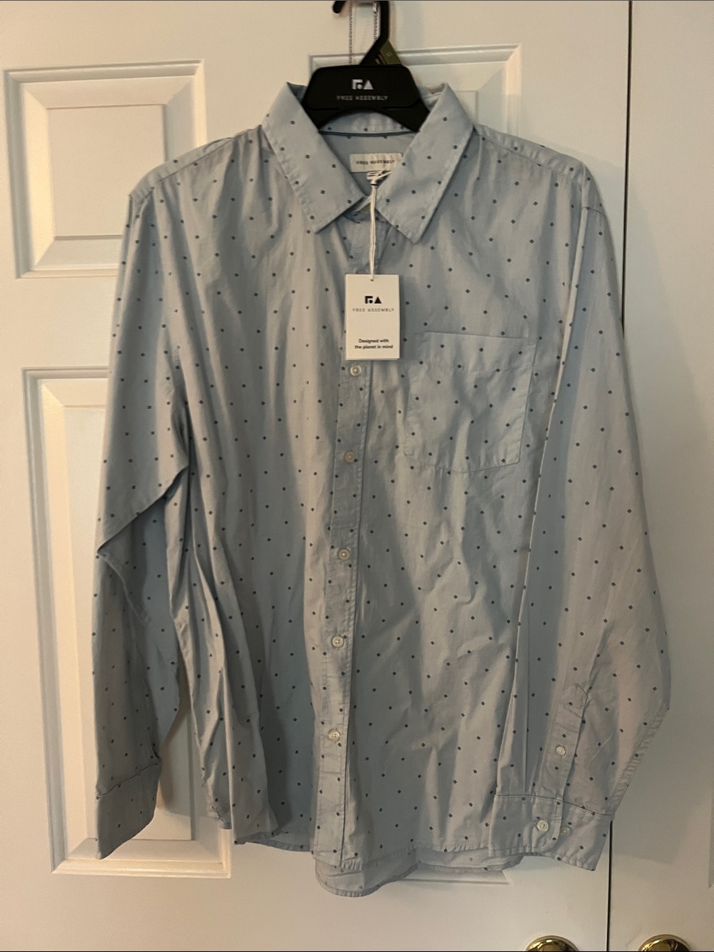 Light Blue Micro Dot Long-Sleeve Button-Down Shirt by Frank & Oak